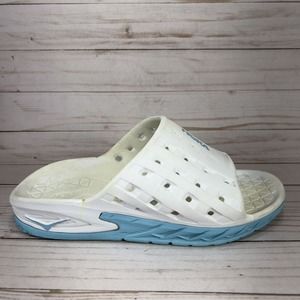 Hoka One One Ora Recovery Slides Womens Size 9 White Light Blue Recovery , Men 7
